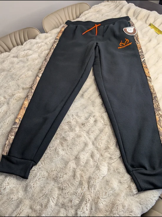 Realtree Black Joggers with Camo Side Panels and Orange Accents - Picture 8 of 14